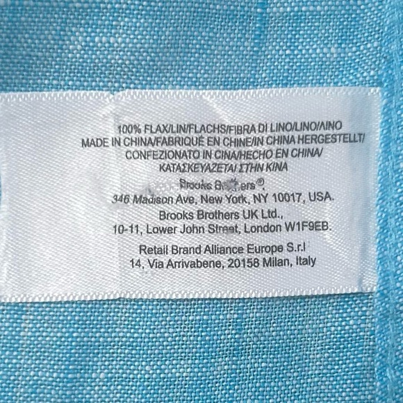 Brooks Brothers Irish Linen Button Down Shirt XL Aqua Blue Short Sleeve Slim Fit - Picture 7 of 9